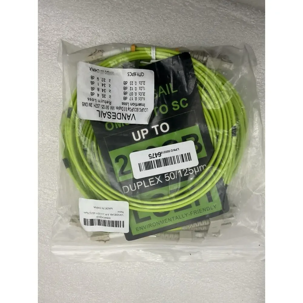 6 Pack LC to SC Fiber Patch Cable,3M OM5 Multimode 1/10/40/100Gbs Fiber Jumper..
